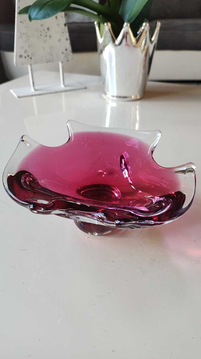 Empty pocket Murano design, blown Art glass, pink tones