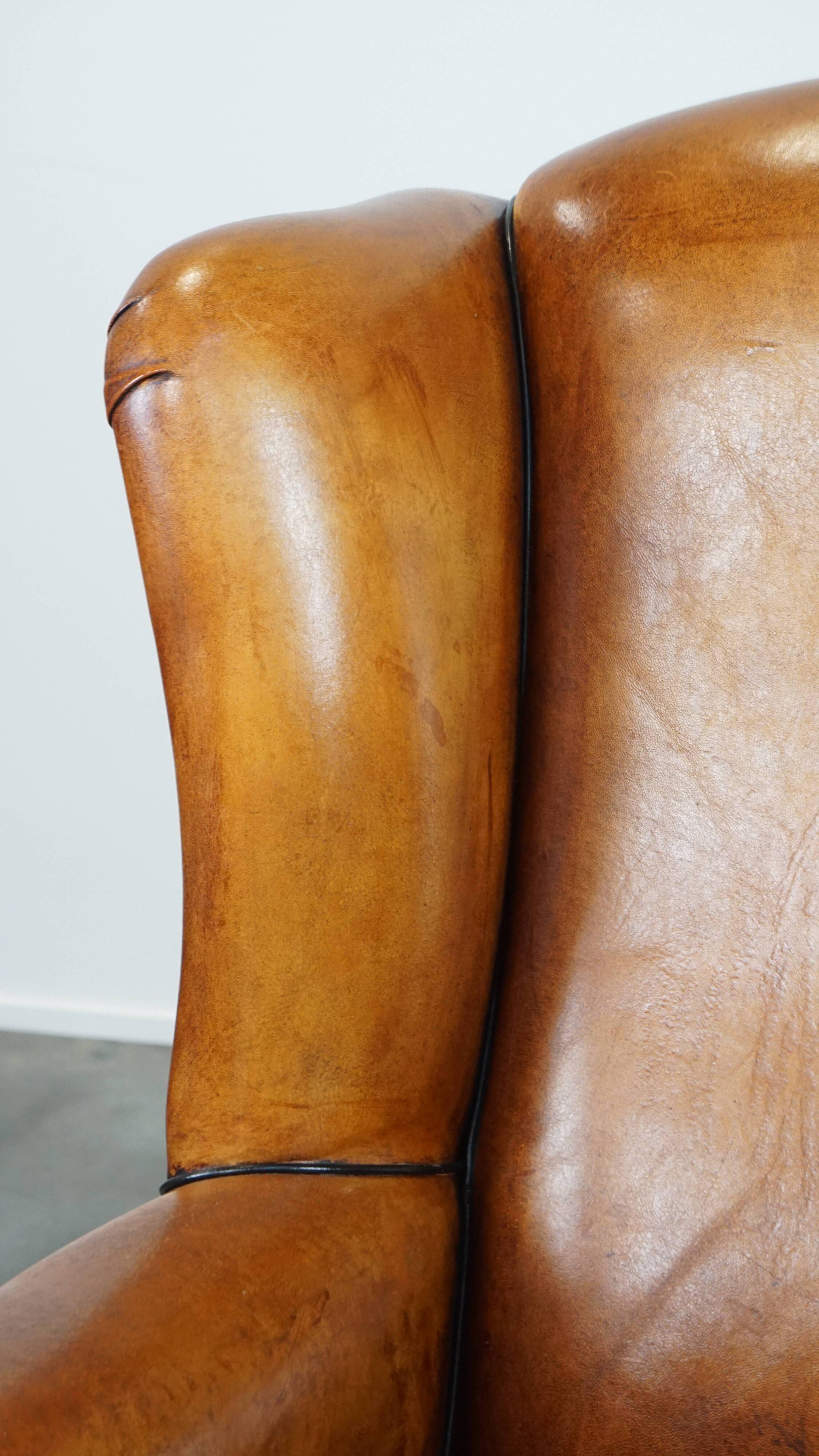 Sheep leather wingback chair