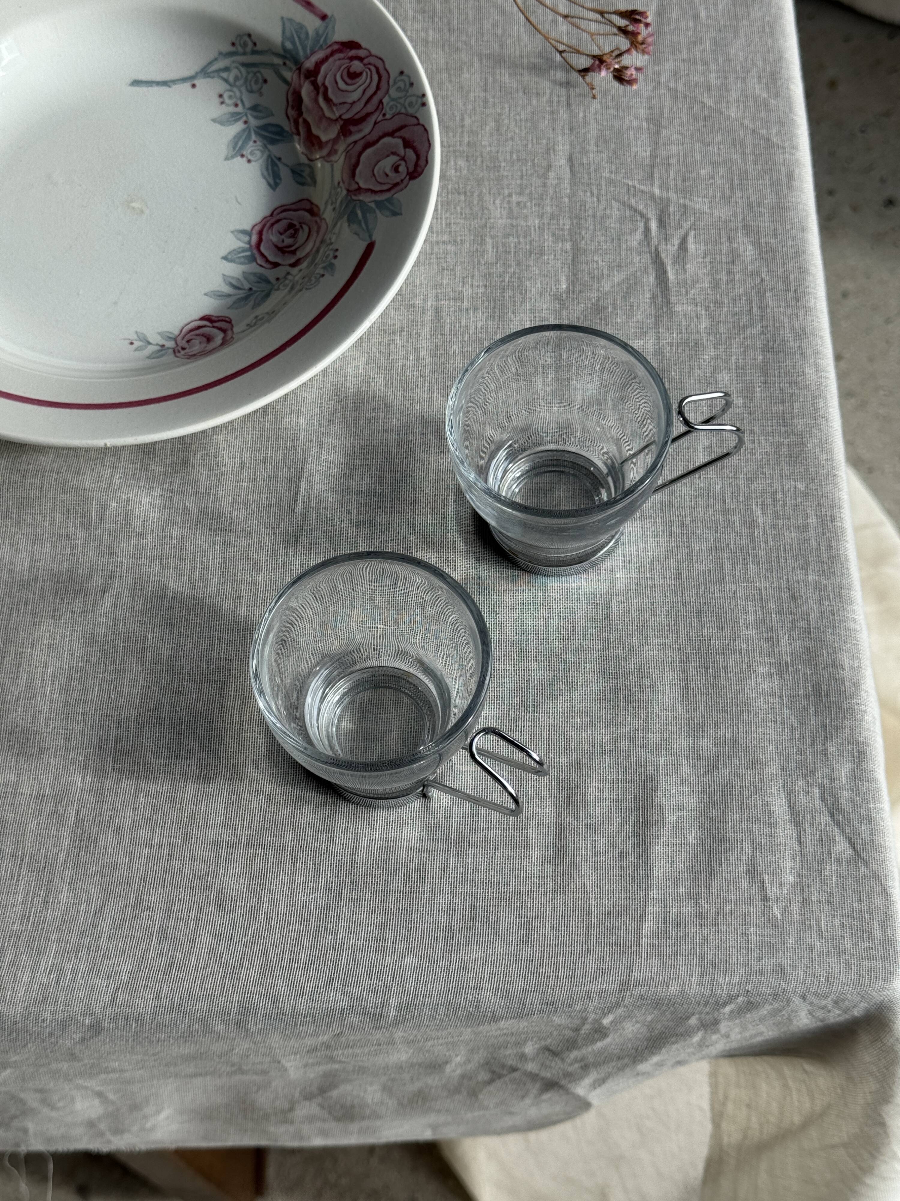 Set of 9 vintage Italian cups with metal handles.