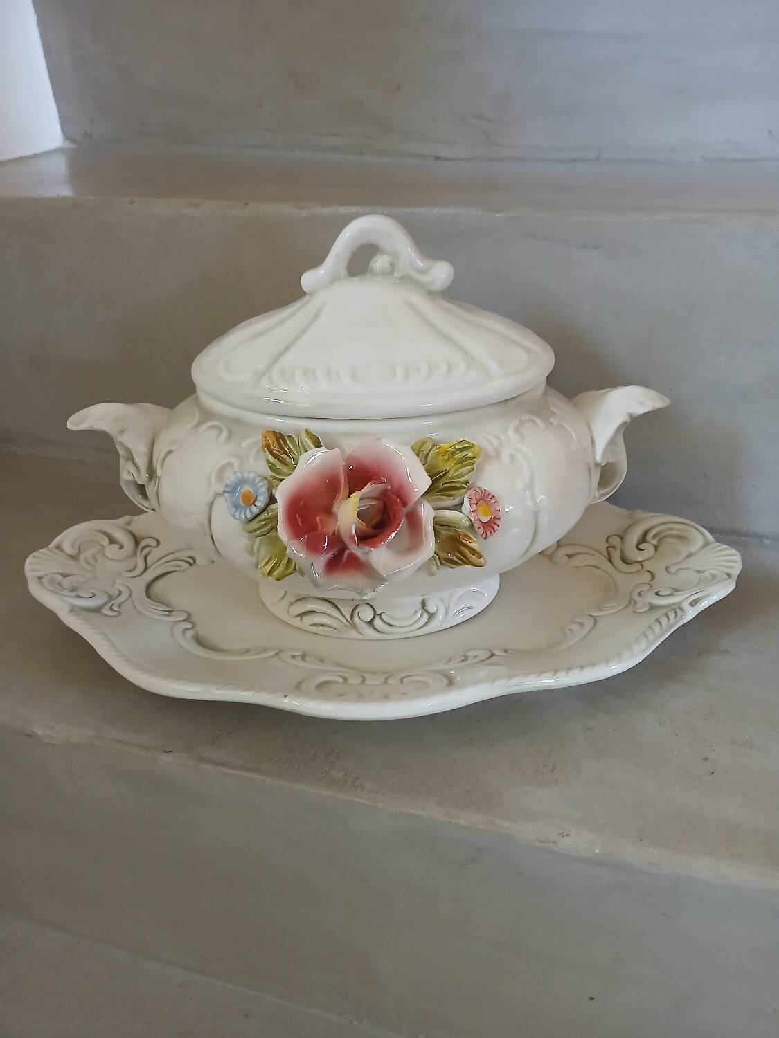 Antique porcelain soup tureen from Naples