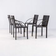 Carlo Bartoli black leather dining chair for Matteo Grassi set/4