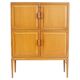 Large Swedish mahogany storage unit with four front doors.