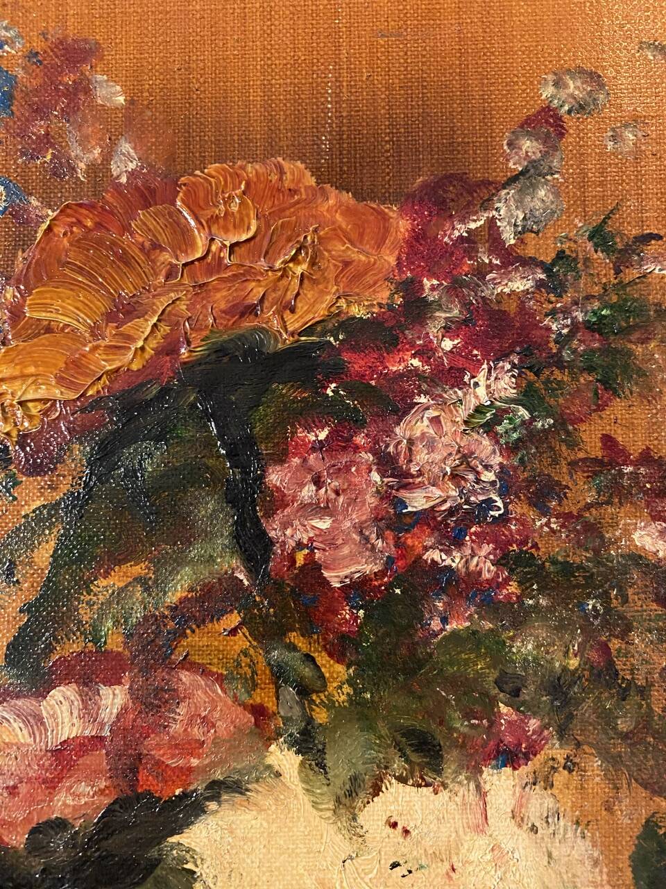 Still life with basket of wild flowers signed Mahler 20th century