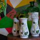 Three ancient lilac slurry vases