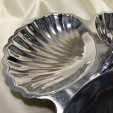 Stainless steel serving platter in the shape of seashells