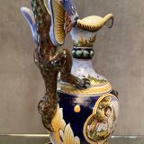 Ewer on flat display in earthenware of Nevers Renaissance decoration