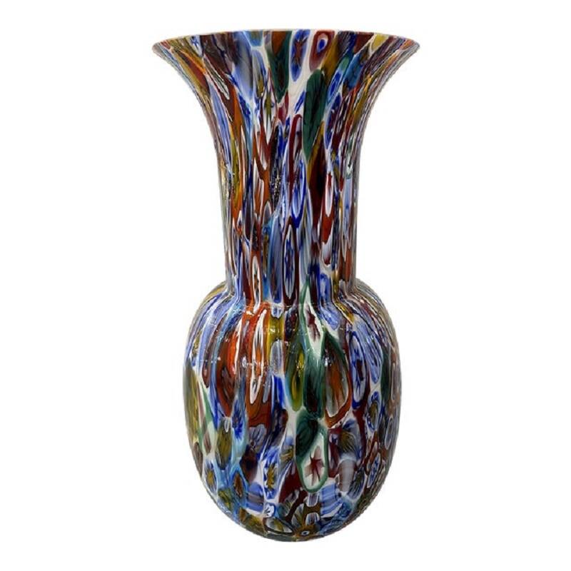 Contemporany vase murrine sphere in murano style glass with multicolored murrine like venini style b