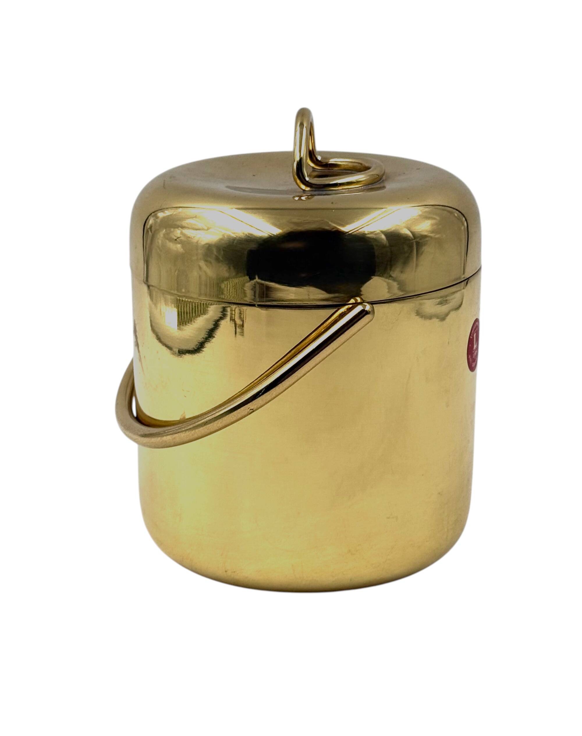 Hollywood regency gold Ice Bucket, Lira Italy ca. 1980s