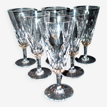 Baccarat set of 6 vintage carcassonne model champagne flutes 1960-1970