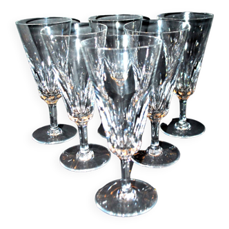 Baccarat lot de 6 flûtes à champagne modèle carcassonne vintage 1960-1970