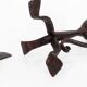 Pair of tripod candlesticks in wrought iron, neo-Gothic style, French work.