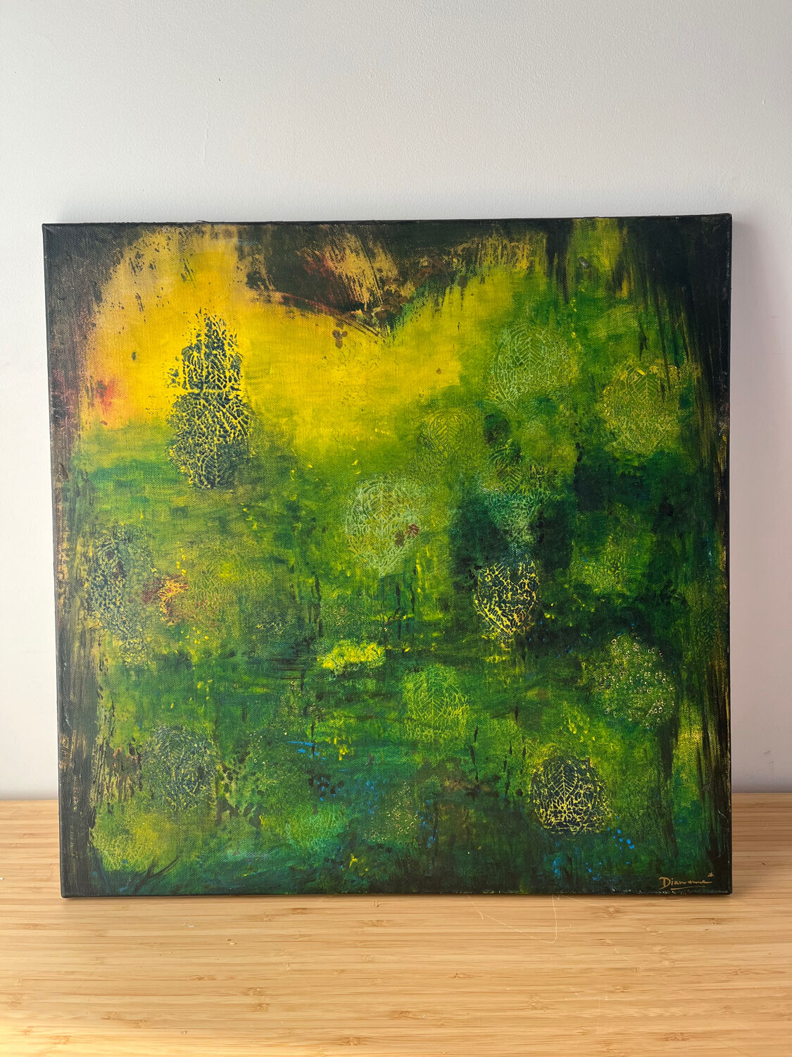 Modern abstract, "World of Depths", signed Diamanne 2009