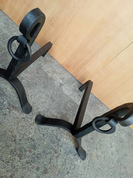 Pair of modernist andirons from the 1930s/40s