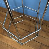 Pair of high bar chairs - chrome metal and Skai