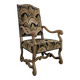 Louis XIII armchair with sheep bone in flame velvet