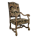 Louis XIII armchair with sheep bone in flame velvet