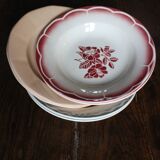 6 mismatched deep plates pairs Digoin Sarreguemines red blue pink