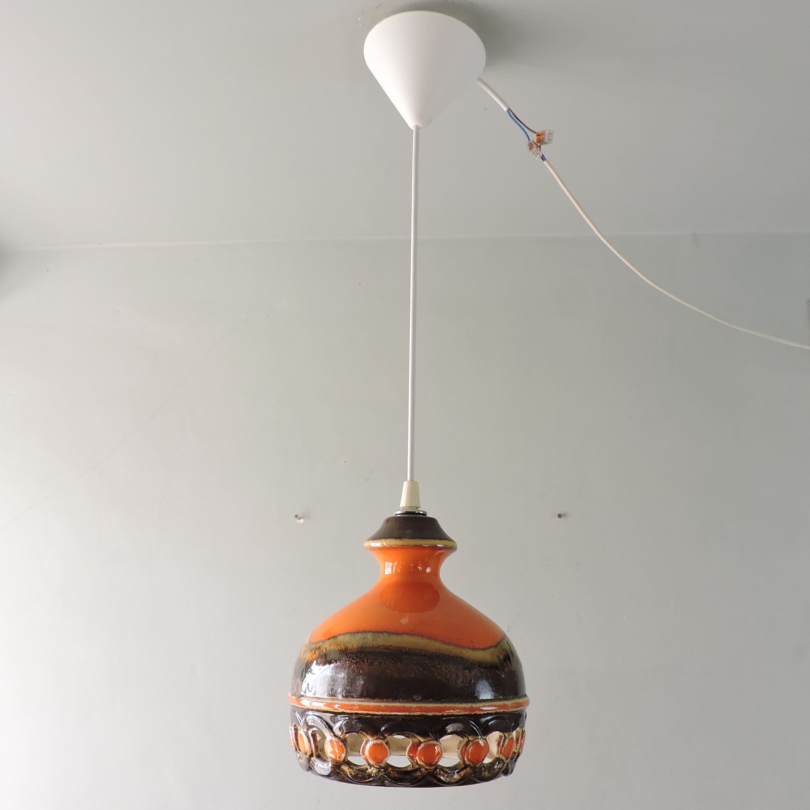 Vintage ceramic pendant lamp Fat Lava Germany 60s