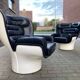 2x Joe Colombo Elda LONGHI Chair Black leather, White fiberglass