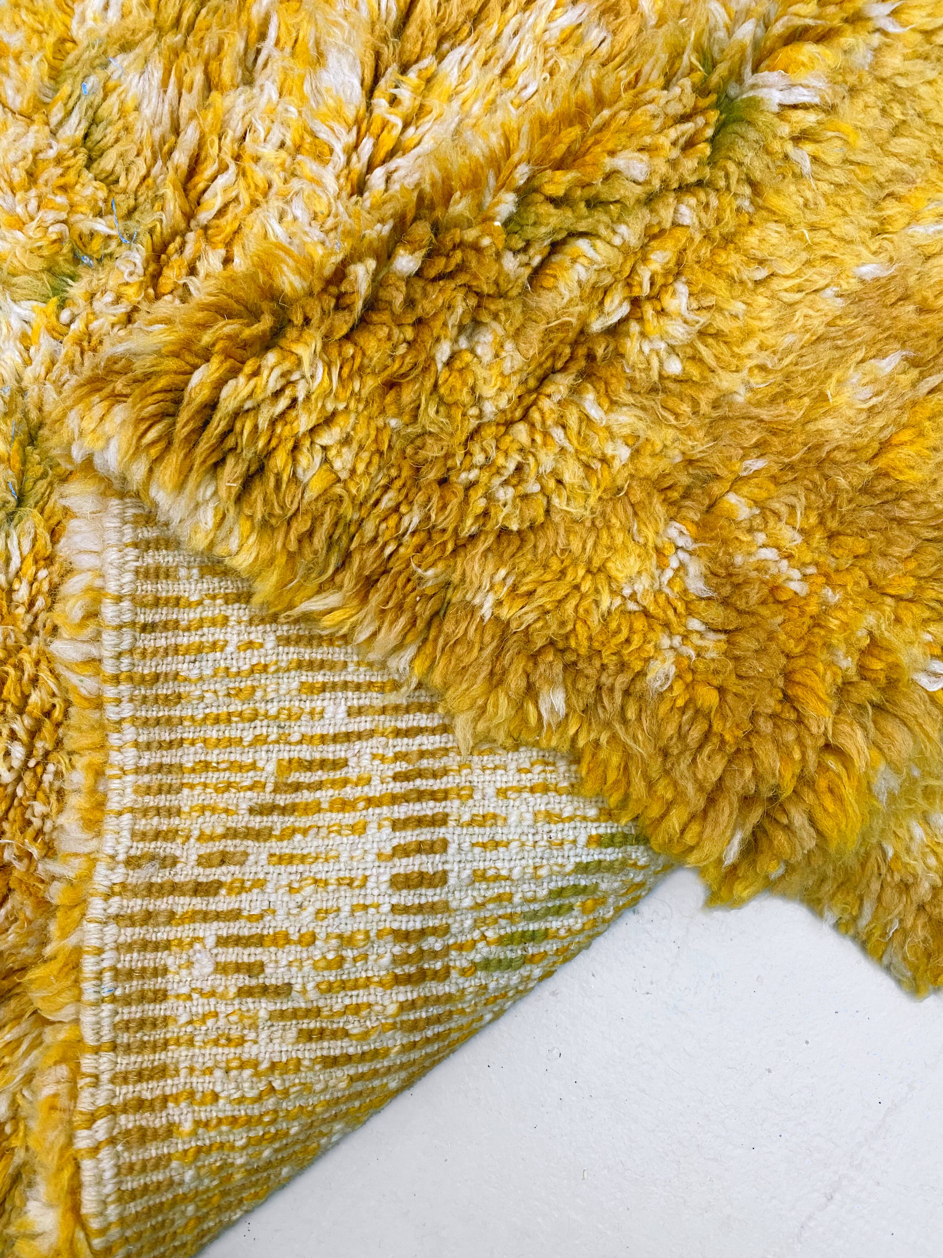 Ochre Berber Beni Ouarain rug with ethnic patterns, 1.45x1.07m