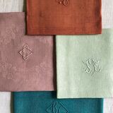 Set of four napkins dyed in multiple colors