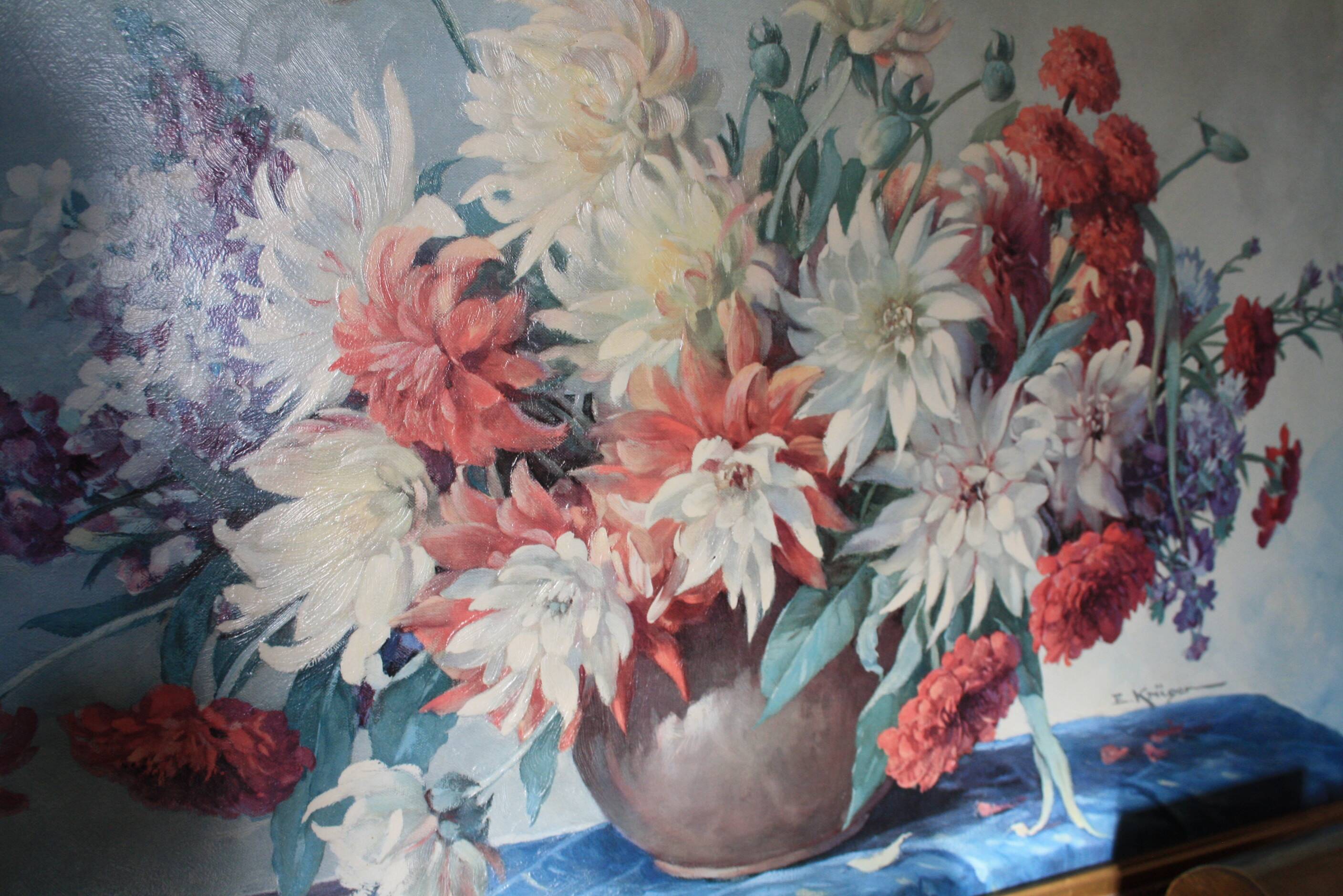 Grand tableau huile sur toile cadre doré