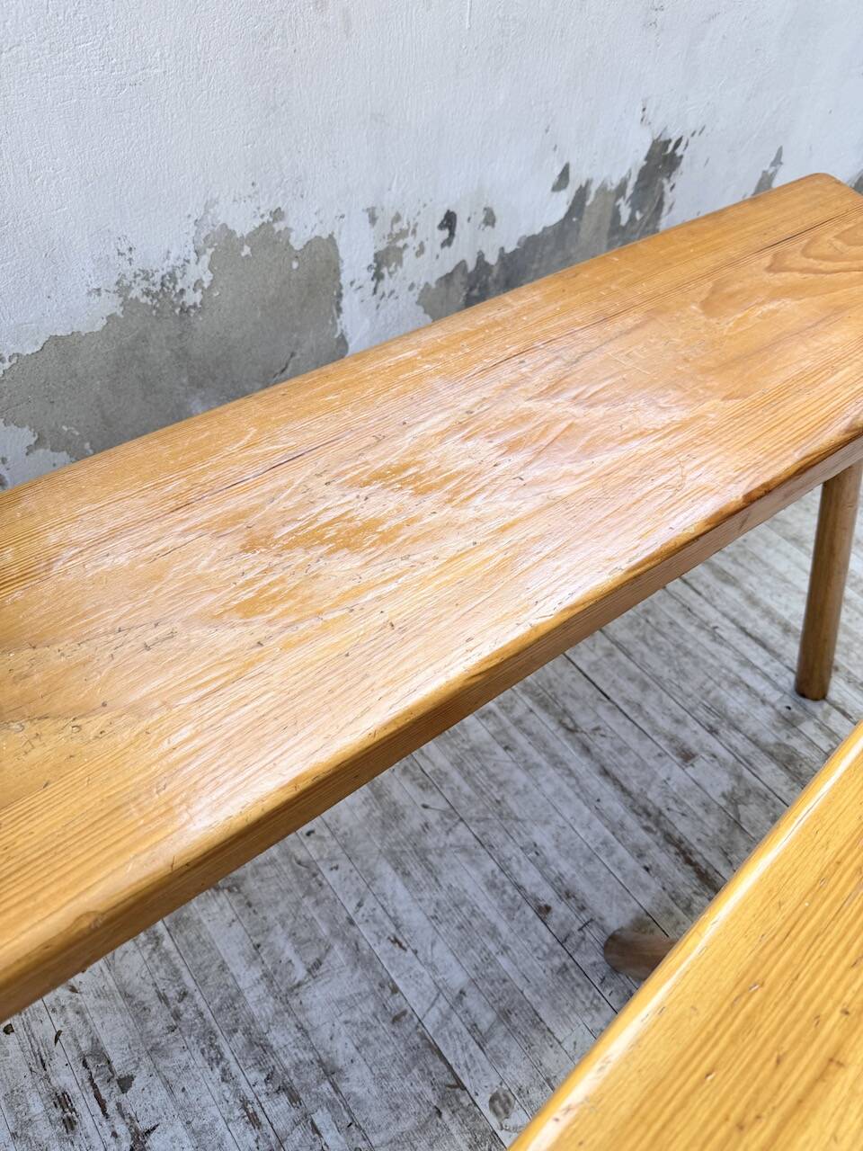 Pair of benches from the 1950s mountain furniture, pine.