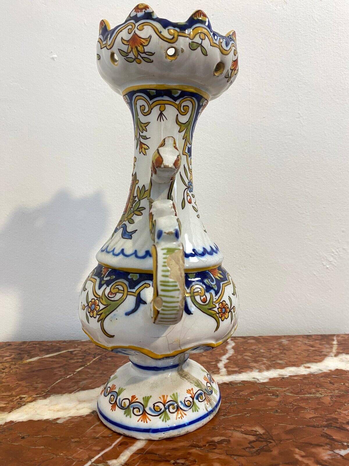 Faience vase from Desvres, Les Sables d'Olonne, late 19th century.