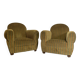 Paire de fauteuils en tissus vert