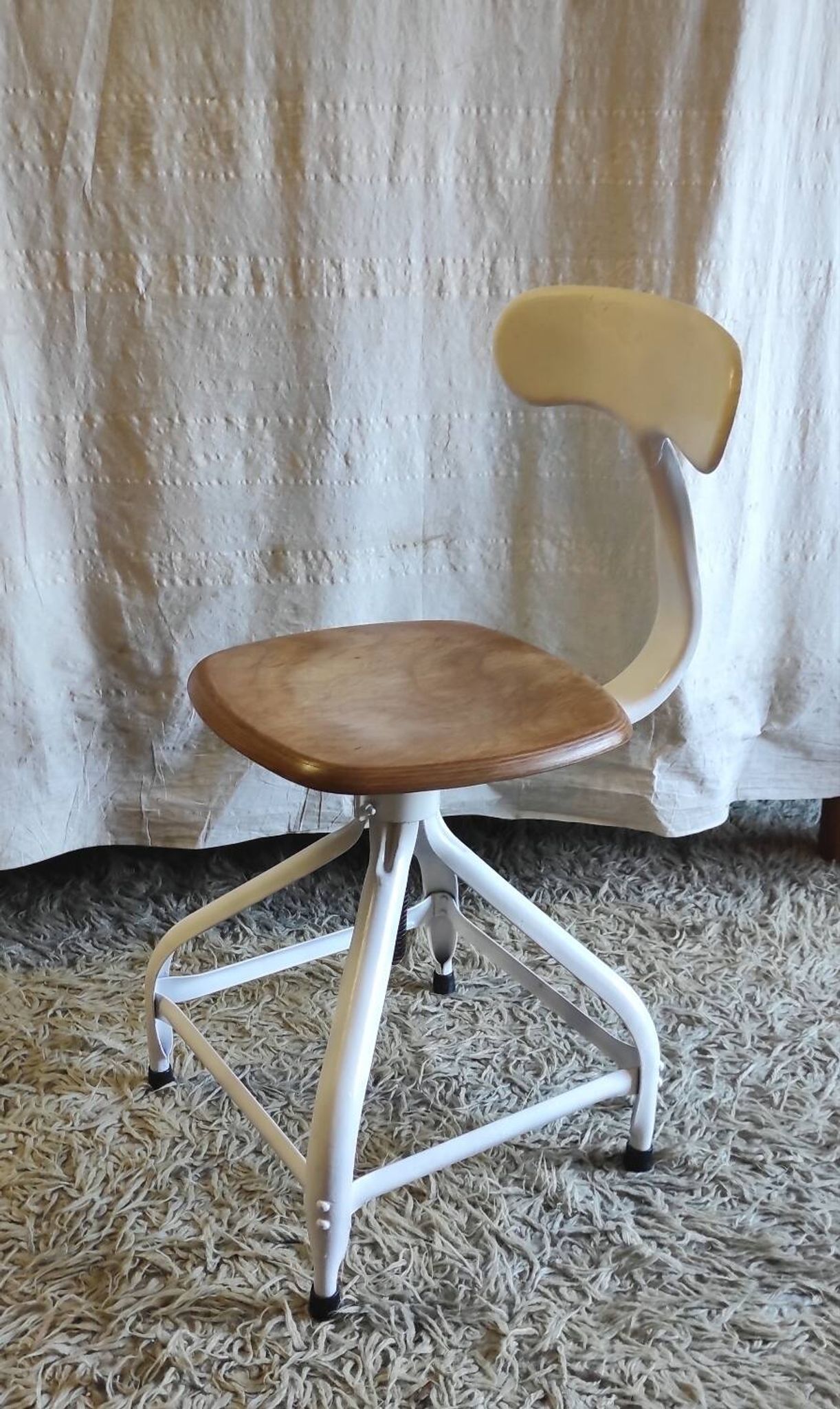 Workshop chair by Nicolle in metal and wood - 1960s