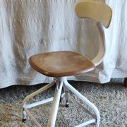 Workshop chair by Nicolle in metal and wood - 1960s