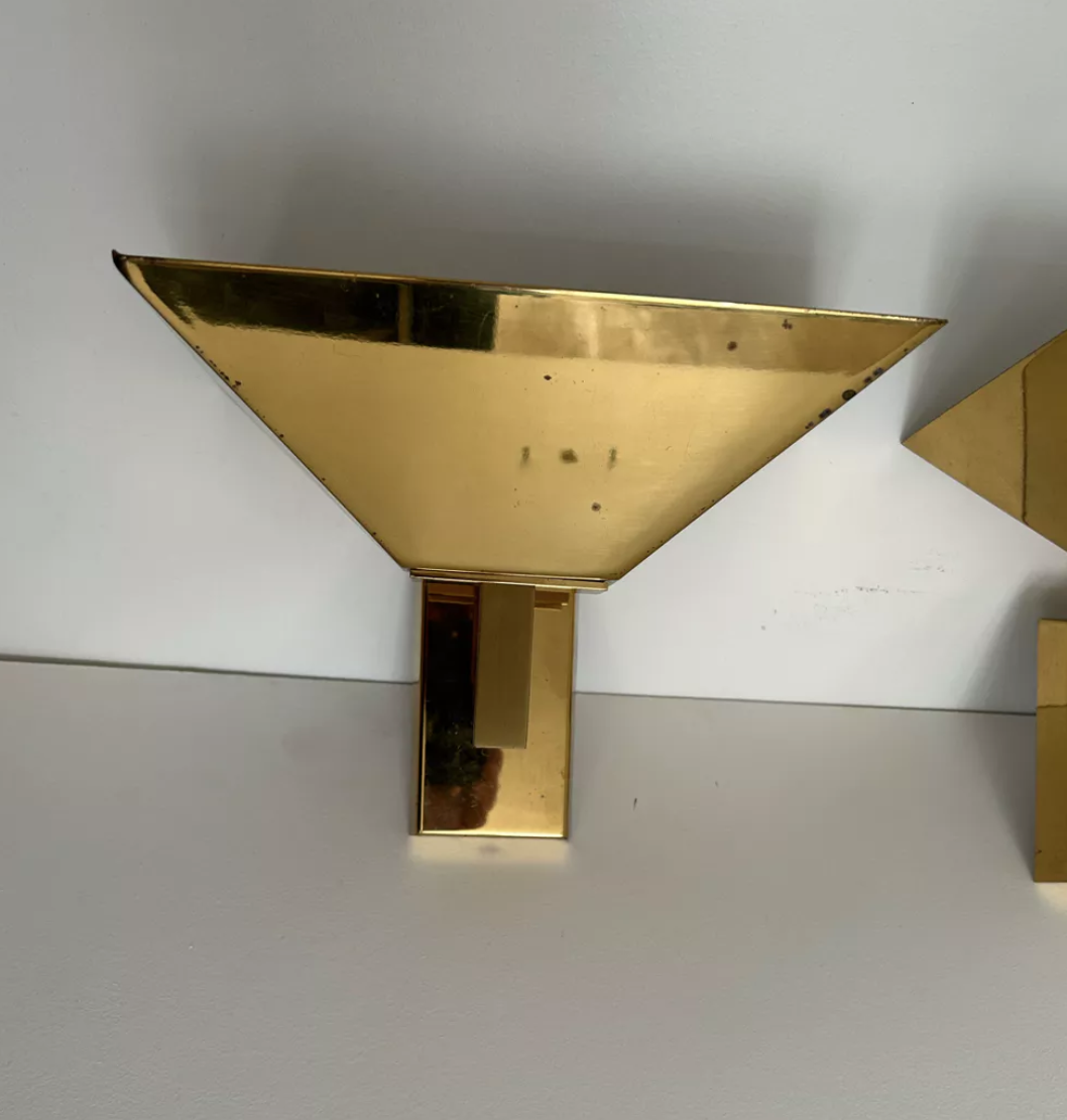 Pair of solid brass vintage wall lamp, Germany 1980