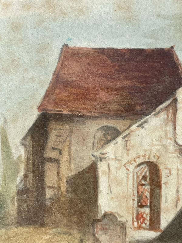 Tableau dessin ancien xixe église