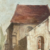 Tableau dessin ancien xixe église