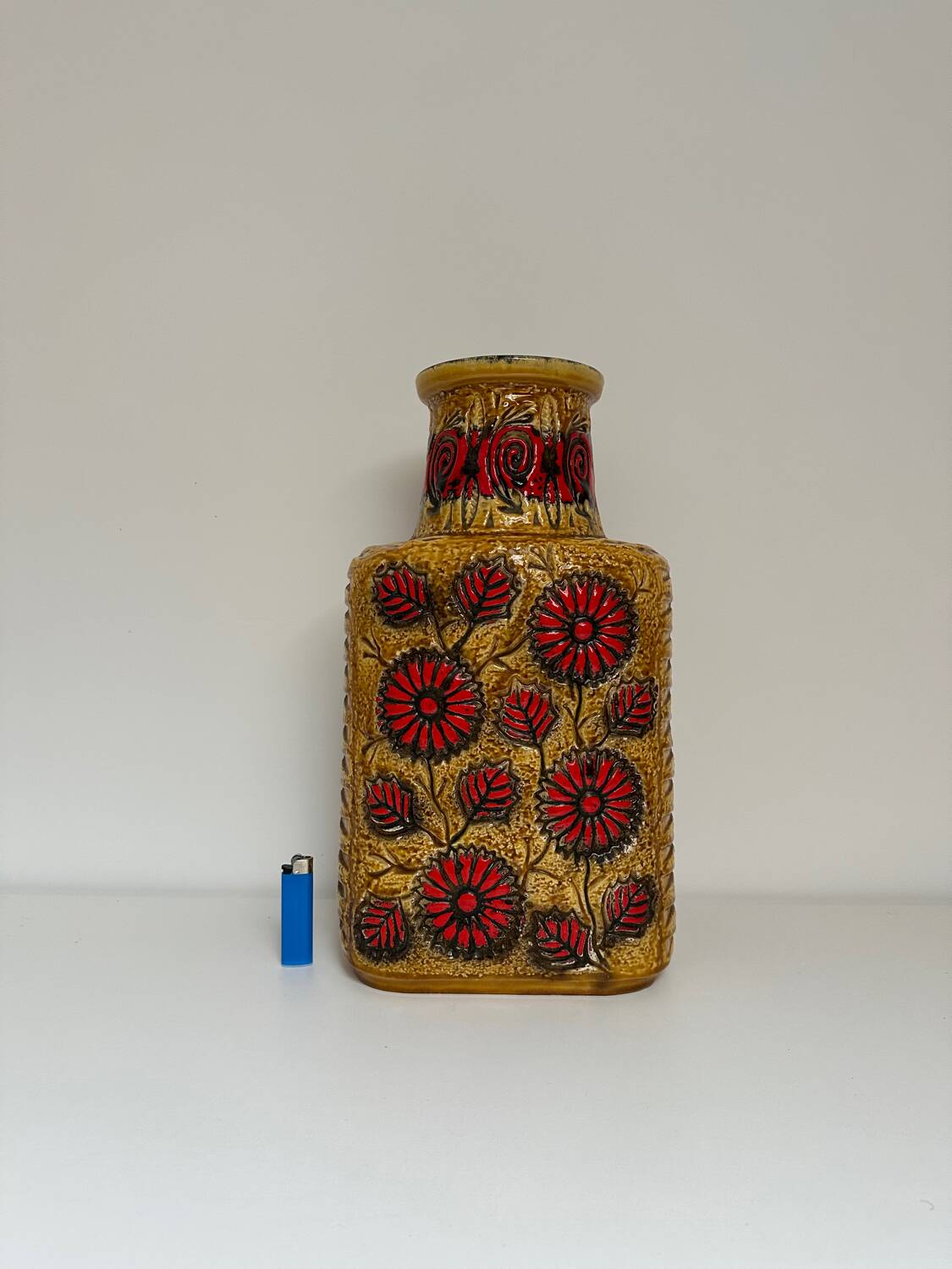 Large German ceramic vase 1970, vintage