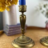 Pair of bronze table candlesticks late nineteenth century