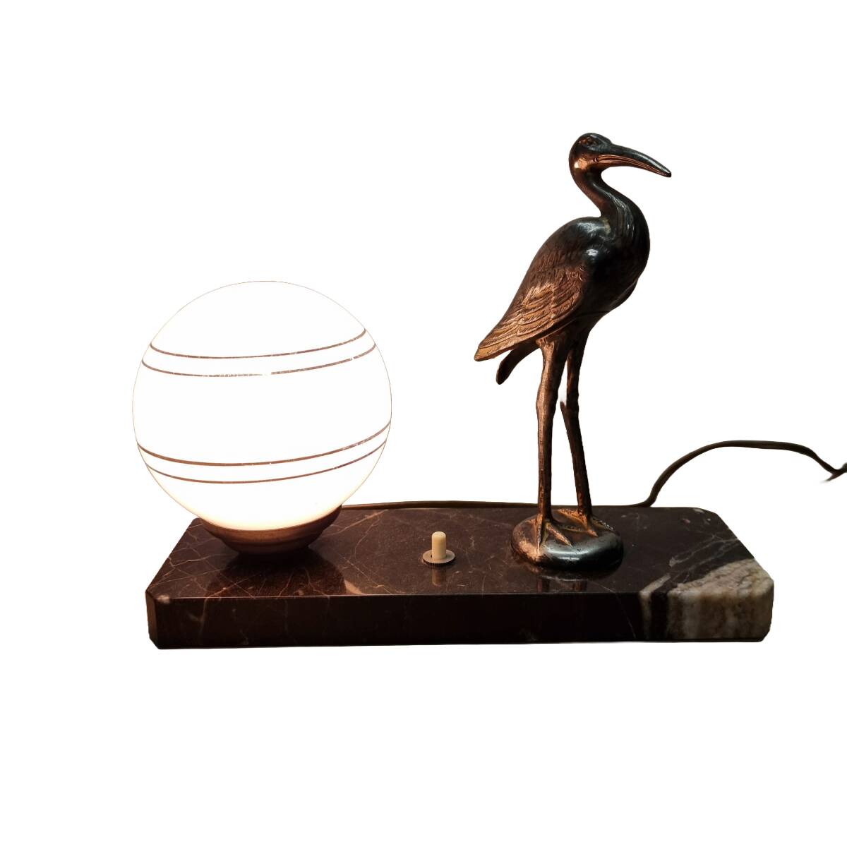 French Art Deco Lamp With A Heron, 1920/30s
