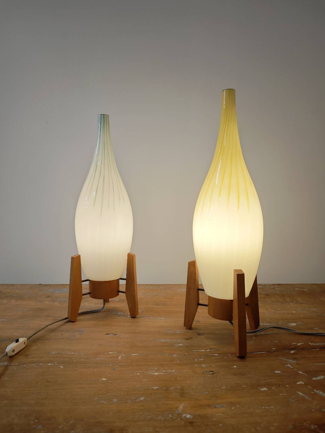 Drevo Humpolec opaline yellow table lamp type 107/S