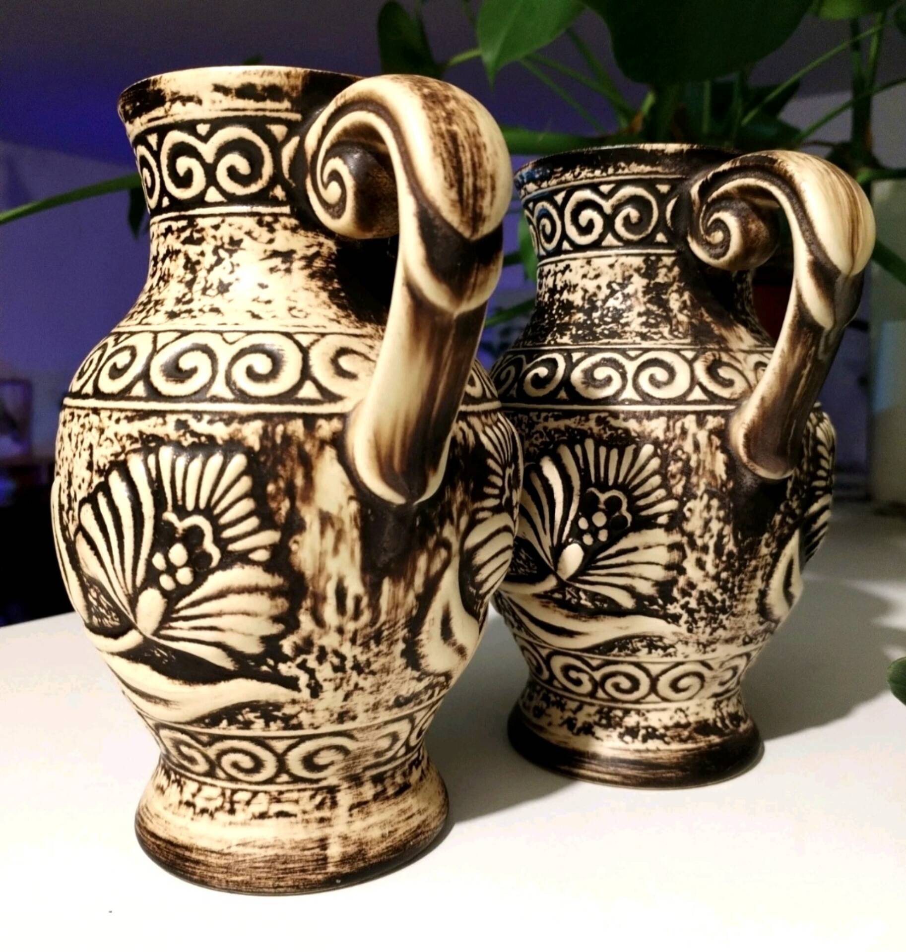 Paire de pichets, vases vintage Bay Keramik 671-20 – West Germany