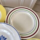 Set of 6 flat plates mismatched Digoin Sarreguemines and Gien years 30-40