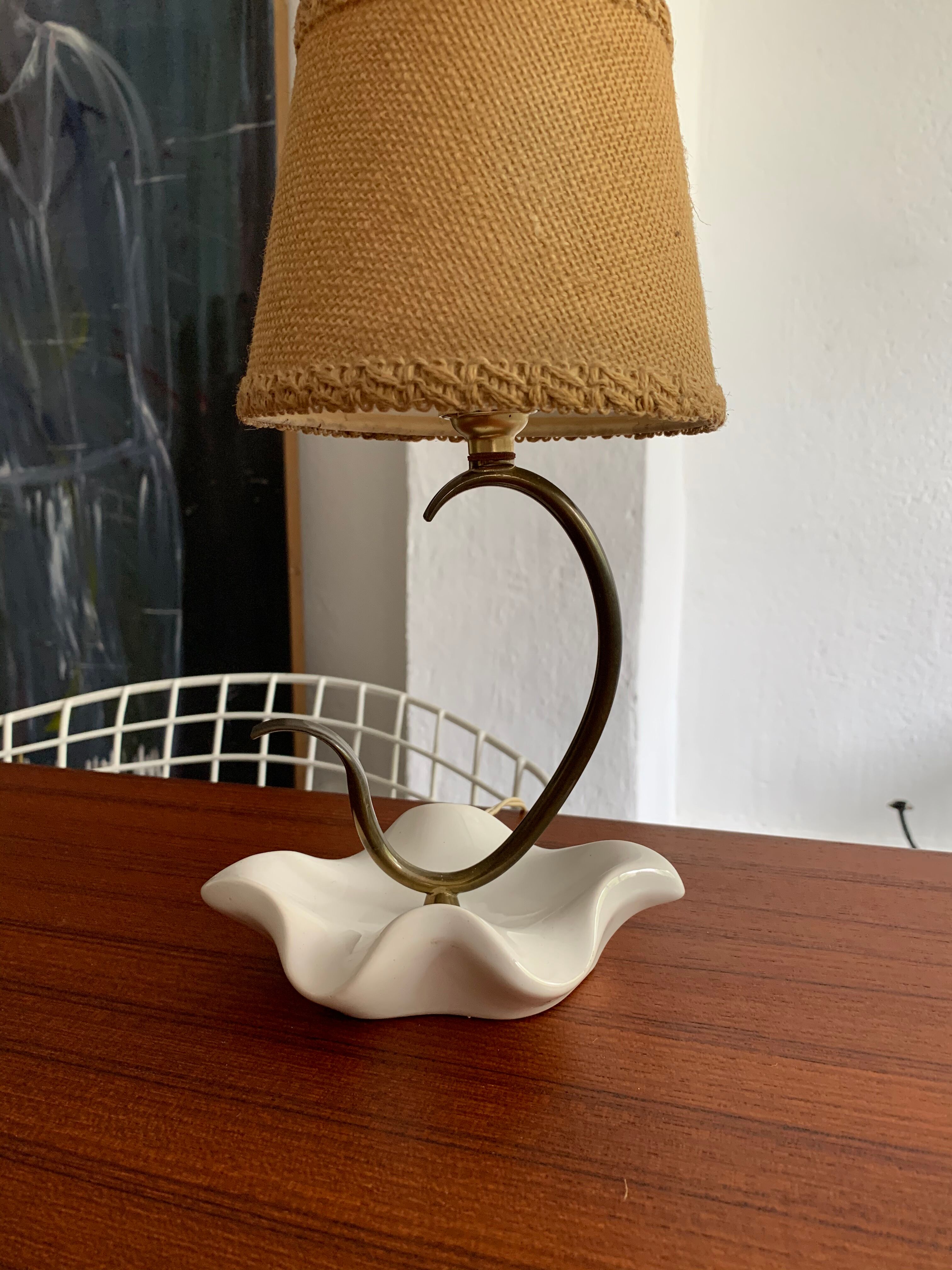 Ceramic lamp and vintage brass