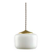 Mid-Century Italian Opaline Glass & Brass Pendant Lamp, 60s