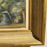 Old painting, landscape with stream signed dated 1925