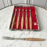 Set of 6 forks with three peaks in Bakelite 60s