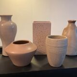 Series of 5 vintage beige ceramic vases