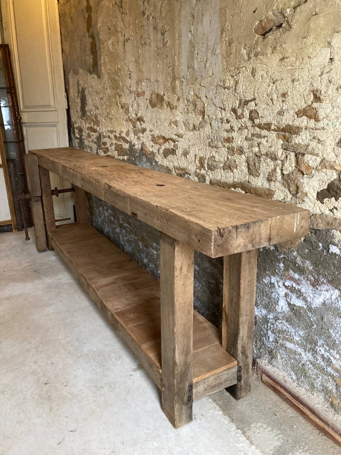 XXL solid oak console workbench