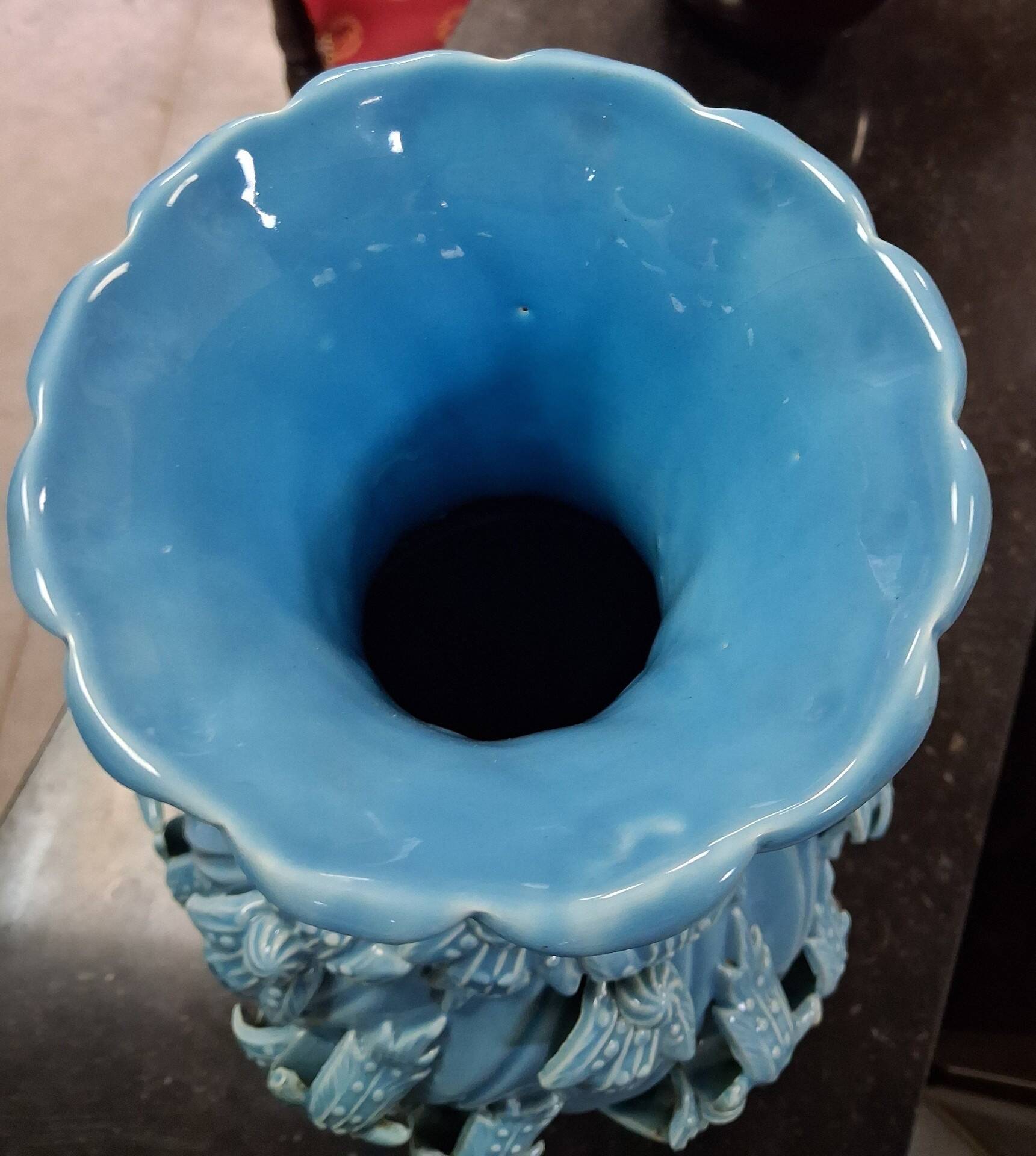 Large baluster vase in turquoise glazed ceramic from Maises.