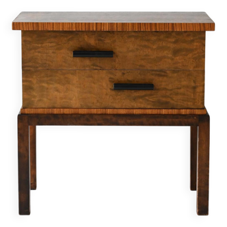 Table de chevet Art déco scandinave des années 1930 en bois de ronce