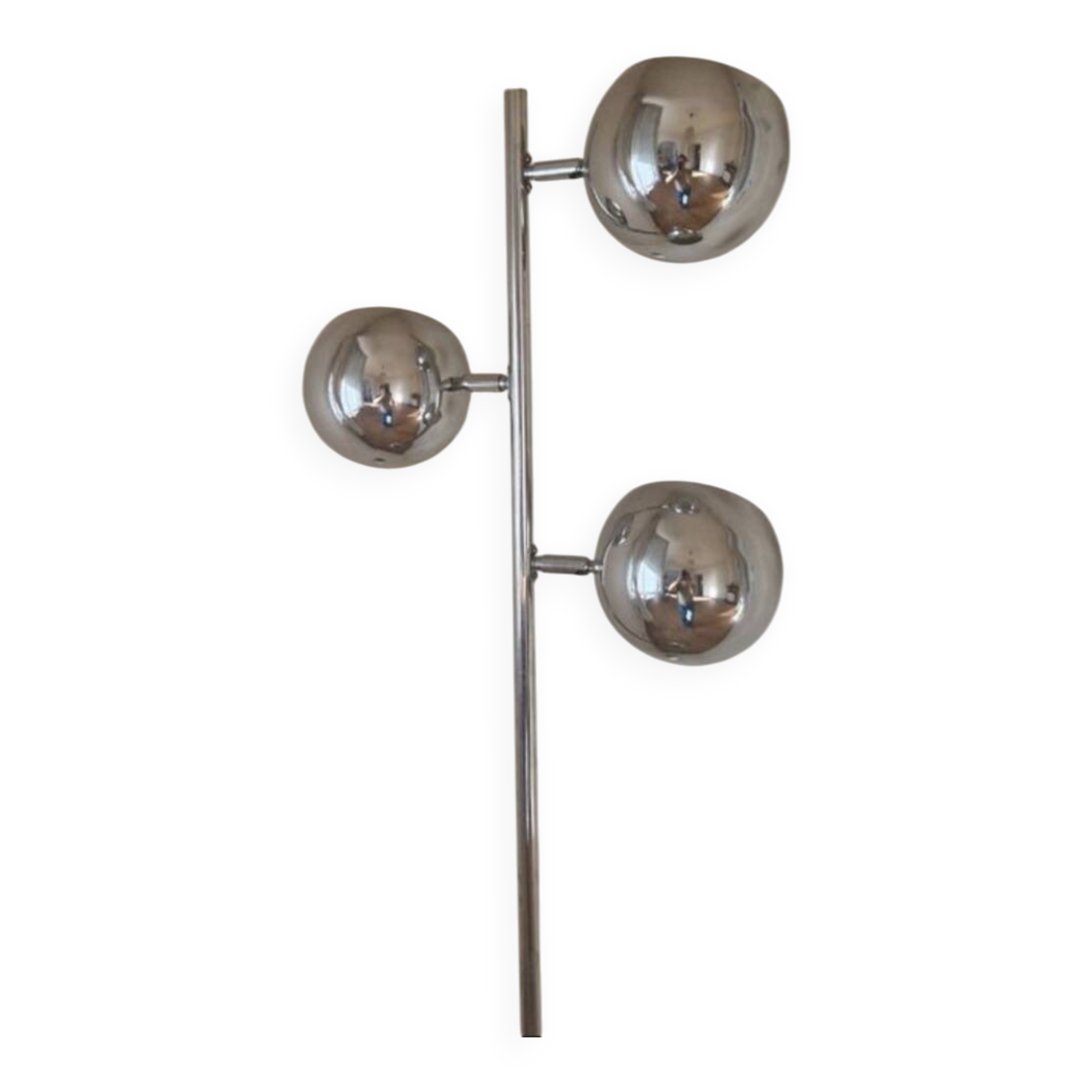 Vintage floor lamp with 3 chrome globes — 70's space age style