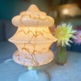 Marbled opaline and porcelain art deco lamp
